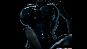 Mei Is A Tasty Sexy Futa Cock Pre-Cumming BDSM Latex Ball Gag Blindfold Wearing Queen