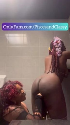 Big Booty Ebony Stipper gets fingered hard by her Latina Stripper Girlfriend!