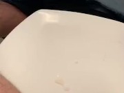Cheeky bathroom cumshot