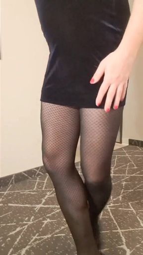 Crossdresser in Velvet Dress