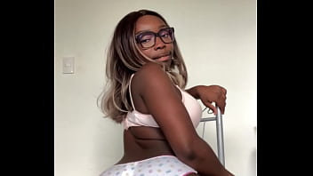 Young Ebony with Cute Underwear Humps her Pillow