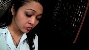mika tan gags on sledge hammer gloryhole cock