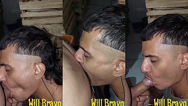 Novinho falou que não ia me dar piru, mas não resistiu, cai de boca na pica dele no trabalho