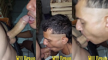 Novinho falou que não ia me dar piru, mas não resistiu, cai de boca na pica dele no trabalho
