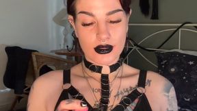Goth goddess in black lipstick