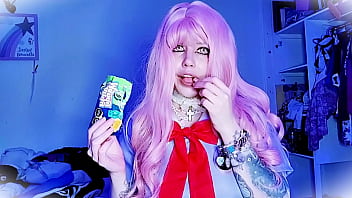 Yuno Gasai eating gummy bears &bull_ eating &bull_ food &bull_ cosplay &bull_ ahegao