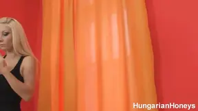 Shiny black love toy invades Helena White's big knockers