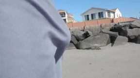 Hairy Bear Jerks Off on a Public Beach - Big Cum Shot 3