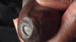 Milking massive bbc mushroom cock: close-up cum eruption from veiny black shaft #bbc #huge