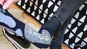 Bold & Unique: Sweaty Ski Socks, Sneakers & Black Jeans Tease