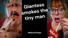 Giantess Smokes the Tiny Man