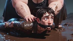 Obese Woman Mud Face Trampling - Total Slave Humiliation