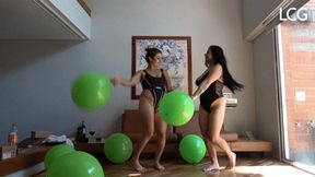 Ema And Penelope Dancing Crushing Balloons