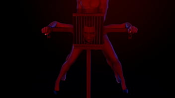 BDSM Bondage Sex Standing Fuck with a Head Cage
