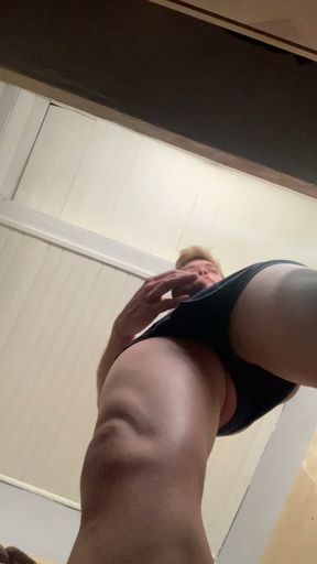 Seen from the bottom of the twink's masturbation