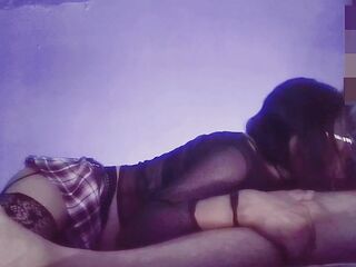 Rich oral sex to my stepcousin at night in my room