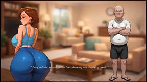 grandpa lesson [ taboo hentai game ] ep.7 squirting while masturbating next to her husband thinking of the old man cock !