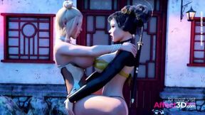 Three futa bitches gettin' down in 3D, Asian pussy&#x1F32E;&#xFE0F; gets pounded all day