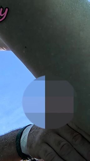 Flashing My Pussy in Front of a Student in Public Swimming Pool and Helps Me Masturbate - It's Very Risky with People Near