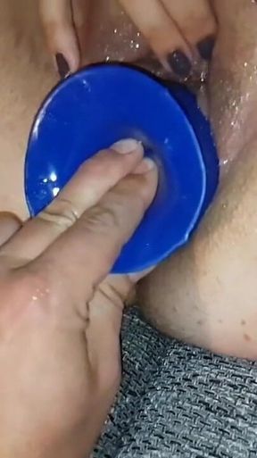Fucked by the 9cm Thick Blue Dildo