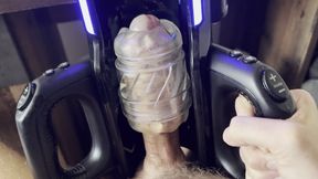 Pumping cum during home office, high priority load, showing my colleague how it&#039;s done pt. 2 with cumshot
