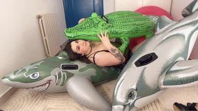 Party Girl has Orgy with your Inflatables - Inflatable Fetish with Inflatable Popping and Destruction