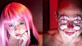 Tiny stepdaughter teen unexpected webcam session with step dad