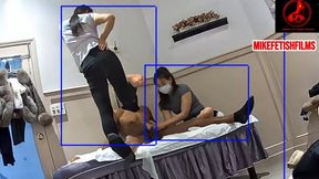 MASSAGE PARLOR BEHIND THE SCENES: DOUBLE BALLKICKING HANDJOB
