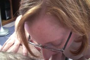 Mature Redhead Sucks Balls and Rides Dildo in Wild Session