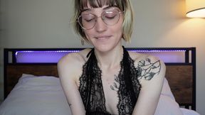 petite trans hottie claire gemini takes huge cock in pov