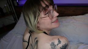petite trans hottie claire gemini takes huge cock in pov