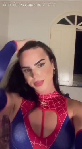 Trans girl fucks herself with a dildo and plays with her hot dick