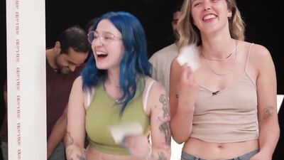 Blonde bombshells take turns on Tinder in Real Life - Who's her type?