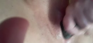 Jamming a thick cold cucumber in my shaved pussy