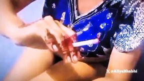 Desi Bhabhi fingering and playing with Boobs while smoking