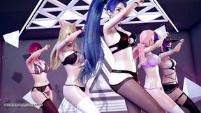 [MMD] STAYC - RAN2U Ahri Akali Kaisa Evelynn Seraphine hot striptease kda league of legends