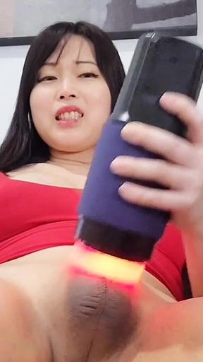 Hands Free Play with Warming Electronic Masturbator