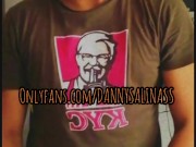 Twink plays with big low balls and fat cock in boxers