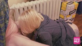 A *** Mature Woman Sucked off and Gave Her Ass to a Young Worker.