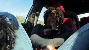 esha mae rides two dicks in a parked car with public cumshot