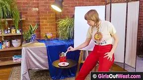 Busty Blondie Fucks Her Hairy Pussy With Cucumber