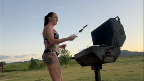 FULL DICKFLASH BARBECUE ADVENTURE – She made the barbecue, he creampied her