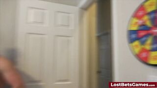 A Threesome Strip Darts with Two Lovely Skinny Babes and a Lucky Guy