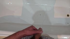 Hairy Cock Peeing in the Bathtub