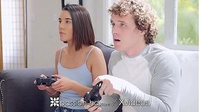 Passionate Step-Sister Gets a Full Facial from a Big Cock Gamer