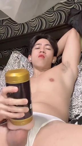 Pinoy with Big Dick Trying Dildo