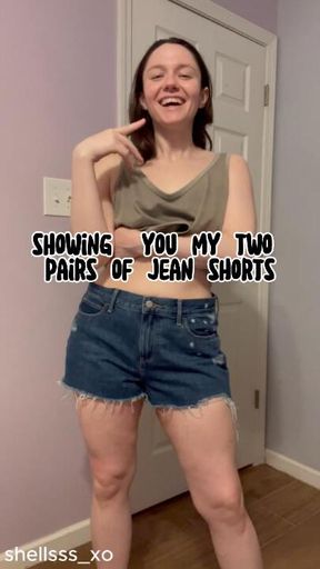 jean shorts try-on