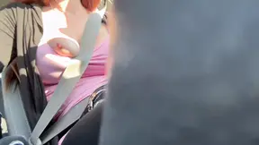 Italian Big Tits Milf Car Ride Flashing horny hard nipples while driving