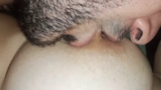 Sucking my big natural boobs and biting my big hard nipples