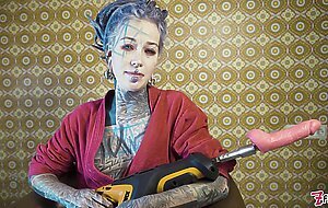 tattooed TEEN testing FUCK MACHINE with her ANAL - fuck machine, gapes, orgasm, anal ,goth, punk,alt